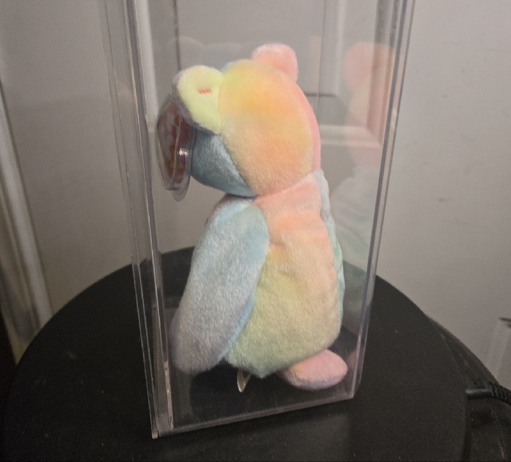 B B Bear TY Multicolor Rare Beanie Baby Birthday Bear In Plastic Case - Picture 4 of 9